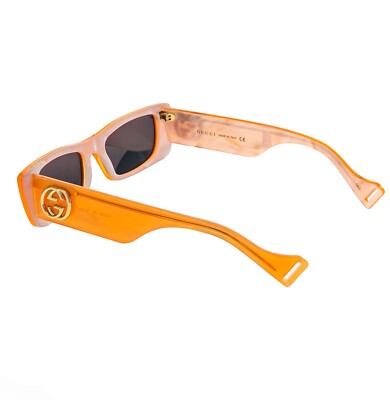 GUCCI GG0516S 0516 Fluorescent Neon Orange Pearl Geometric Slim