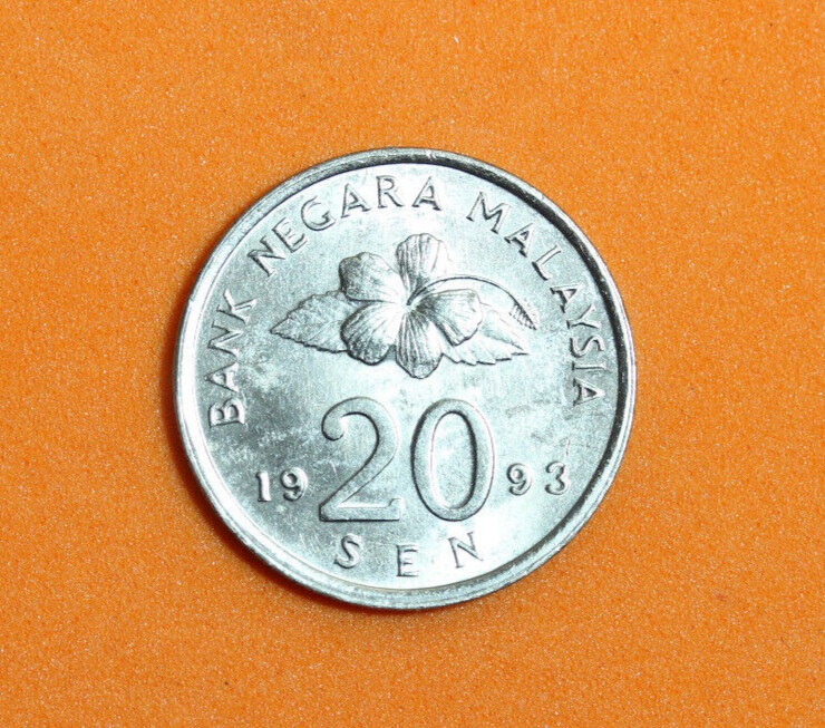 1993 Malaysia 20 Sen Copper-Nickel Coin #P01123
