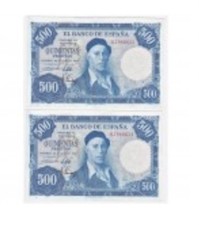 Pareja Correlativa 500 Pesetas 1954 Preciosa