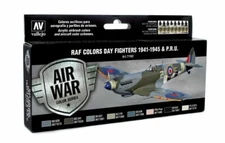Vallejo VAL71162 WWII RAF DAY FIGHTERS MODEL AIR (8 COLOUR SET)  Paint Set New