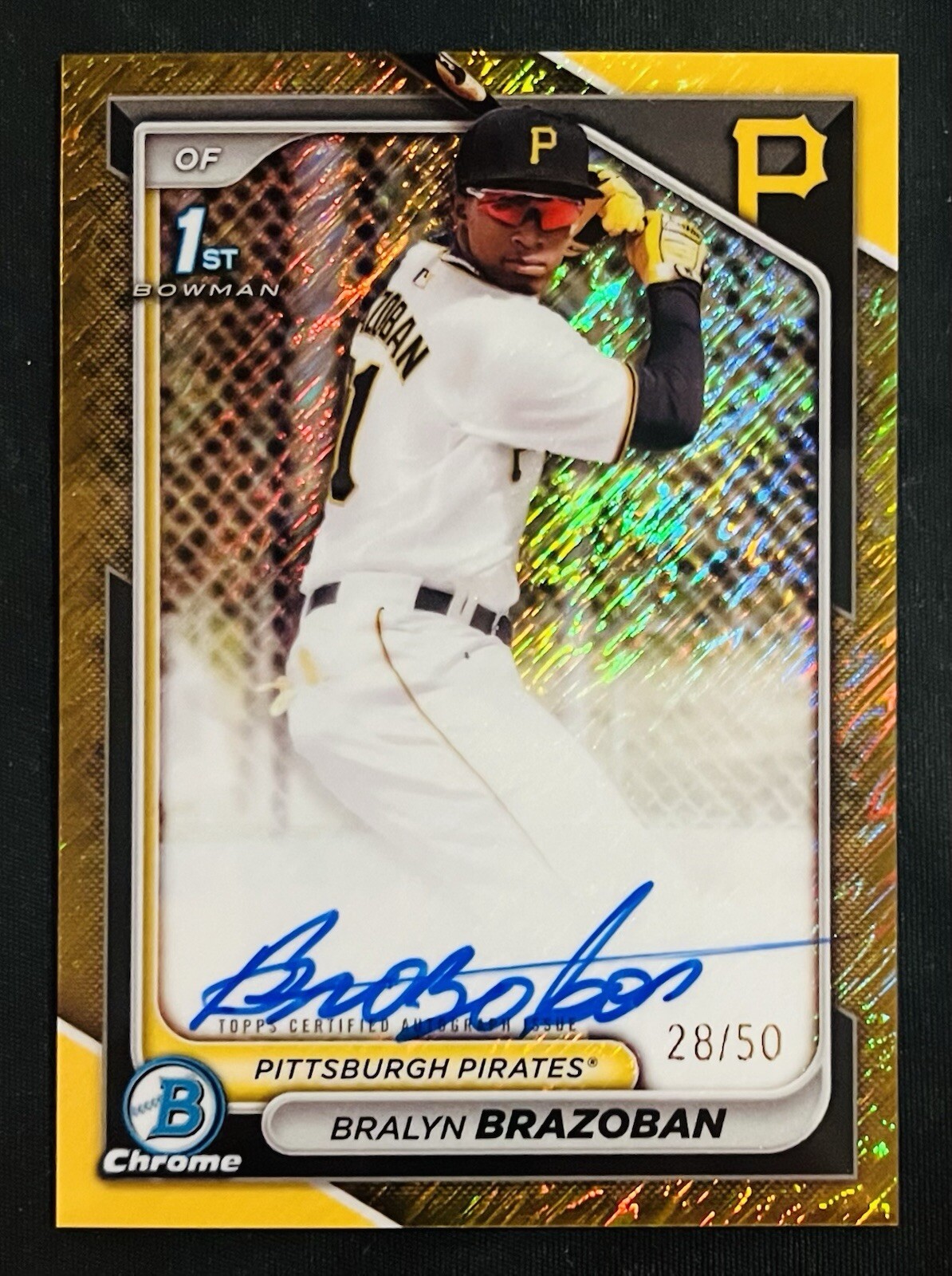 2024 Bowman Chrome Bralyn Brazoban 1st Gold Shimmer Auto Autograph /50 CPA-BB SP