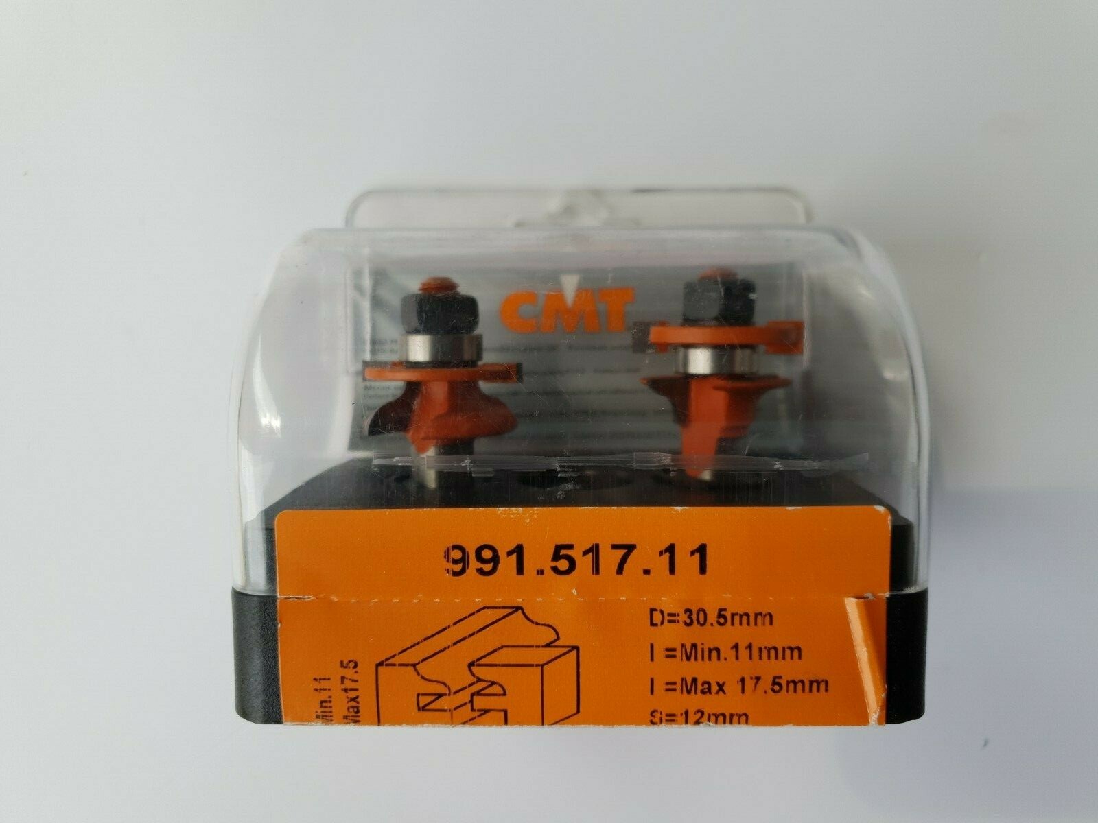 SET DUE FRESE PER INCASTRI CMT cod 991.517.11 - GAMBO d 12 mm - CMT ORANGE TOOLS