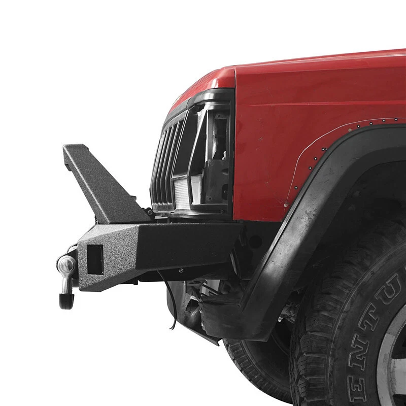 Textured Steel Front Rear Bumper w/Light & D-ring for 1984-2001 Jeep Cherokee XJ Foto 4 de 4