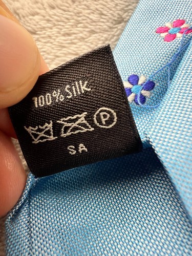 New DUNHILL 100% Silk Knit Tie Made in England Geometric Pink Navy Blue Pattern - Picture 5 of 7