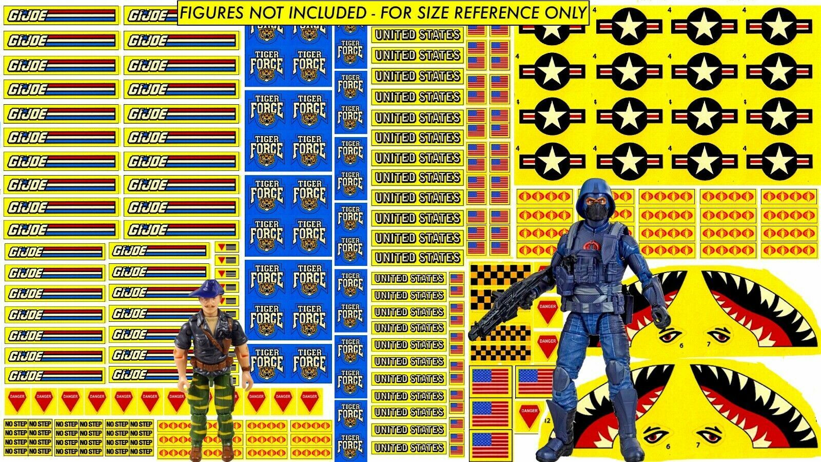 G.I. JOE TIGER FORCE DECALS FOR 3.75" OR 6” GI JOE CLASSIFIED FIGURES