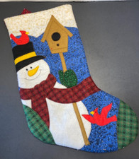 Christmas Stocking Snowman With Birds