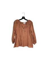 The Great Derby Floral Embroidered Blouse Shirt Top Brown Cider Size 0