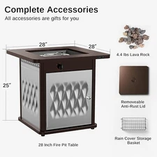 EAST OAK 28'' Propane Fire Pit Table, 50,000 BTU Steel Gas Fire Pit for Outdoor