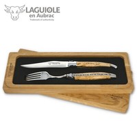 Laguiole En Aubrac - 1 Steakmesser + 1 Gabel - Birke - Besteckset Frankreich