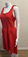 J. CREW Women's Pleated Flare Dress, Red Size 10 Amazing EUC