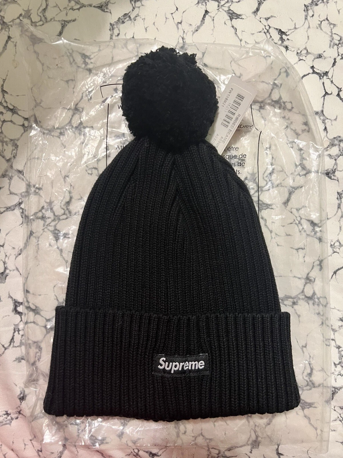 Supreme Ribbed Pom Beanie (noir) 100 % authentique avec reçu   FW13   DS