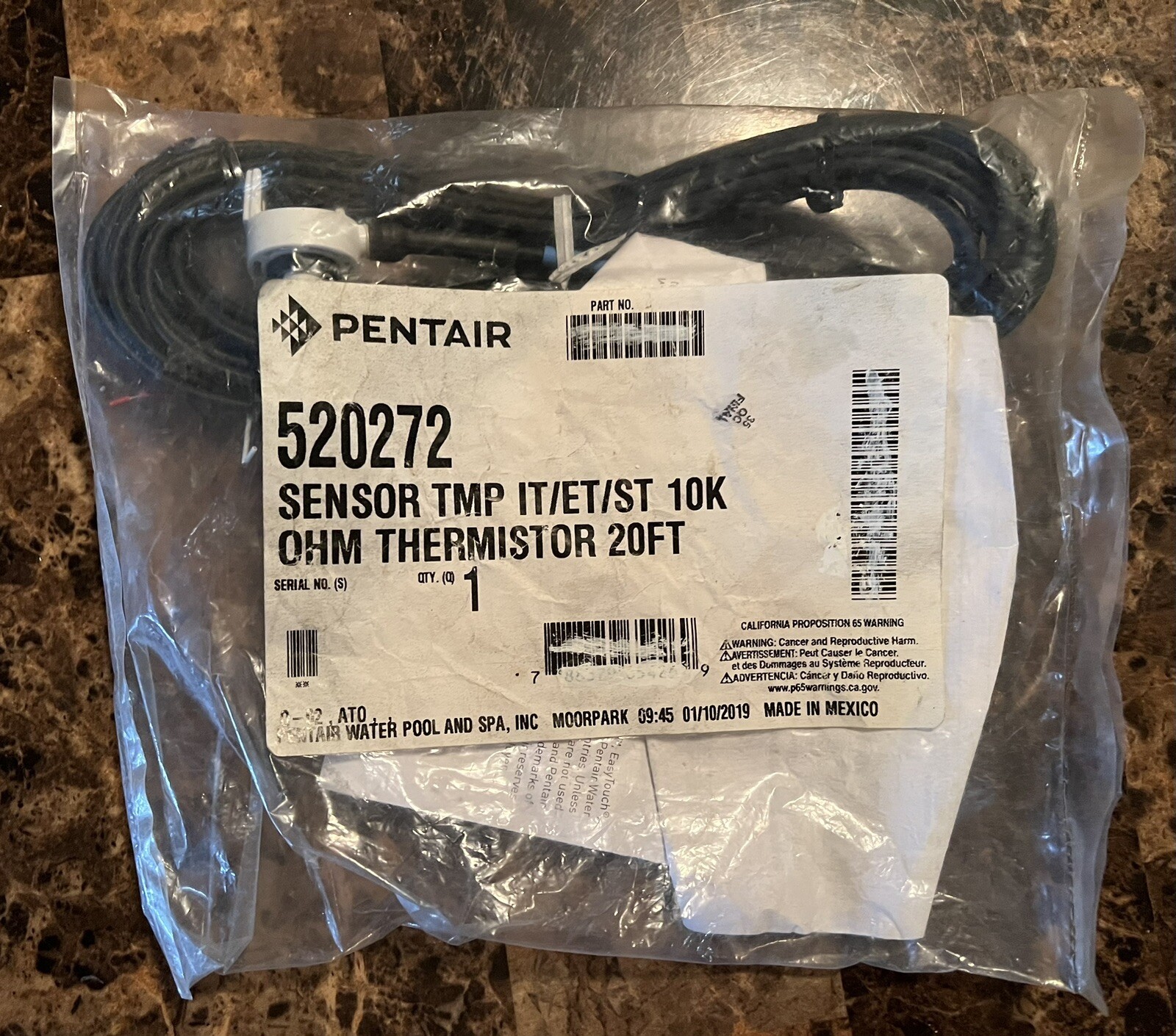 New! Pentair Sensor Temperature IT/ET/ST OHM Thermistor 20' FT Cord ...