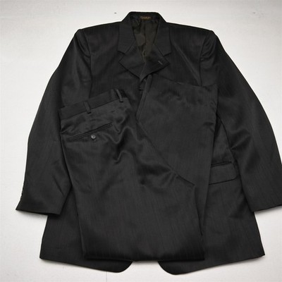 Zandello 44L 36x34 Brown Striped Mens Jacket Pants Suit