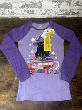NWT PJ Place Long Sleeve T-Shirt - Witch Black Cat Halloween - Purple Size 8
