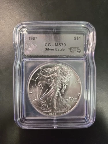 1987 S$1 American Silver Eagle Coin - ICG MS70 1oz .999 NR