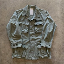 Vintage Military Army Jungle Jacket Rip Stop Poplin Distressed Original Repairs