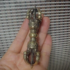 Vintage Knick Knacks Solid Brass Pure Copper Tibetan Nine-pronged Vajra Pendant