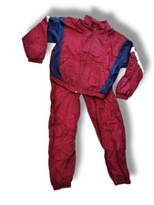 Vtg 90s Windbreaker Track Suit Sz Med Burgundy Navy White Color Block A-3