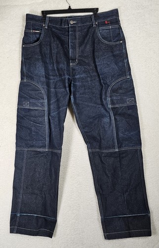 Pantalones de mezclilla vintage FUBU para hombre 38x34 carpintero cargo holgados hip hop Y2K azul - Imagen 1 de 10