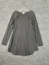 Umgee Womens Shift Dress Size Medium Charcoal Gray Ruffle Pockets Bohemian