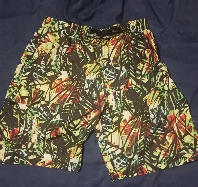 NBN Swim Trunks Men's Large Tropical Palms Multicolor Lined Drawstring Pockets