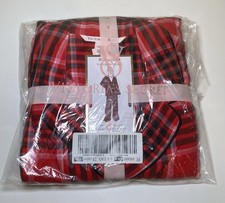 Victoria's Secret FLANNEL Long PJ Lounge Pajama Red Plaid Set Size Small- New