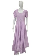 LoveShackFancy Women's Floral Printed Long Cotton Purple Maxi Long Gown Dress S