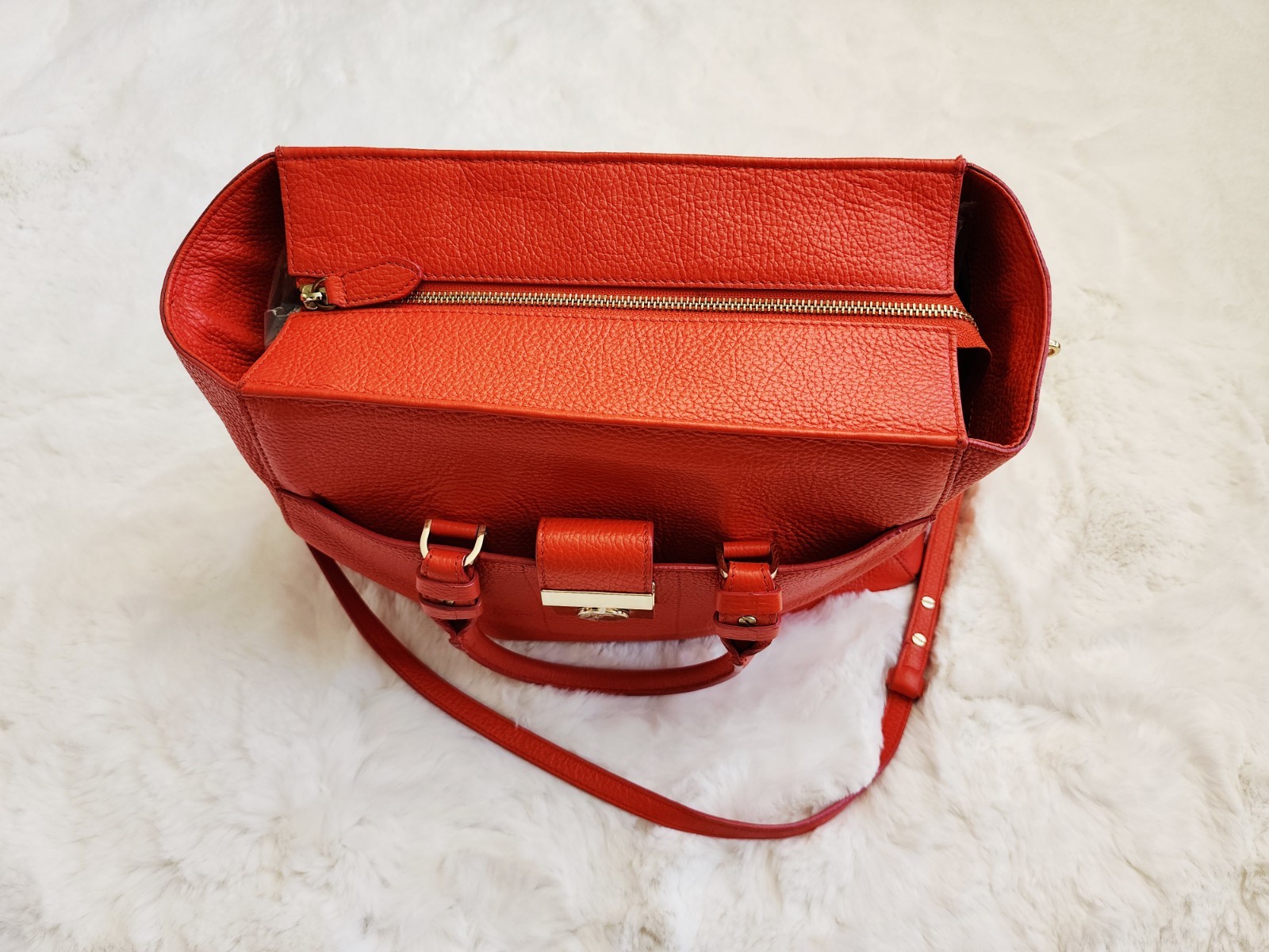 Authentic VERSACE Collection Red Leather Top Zip … - image 22