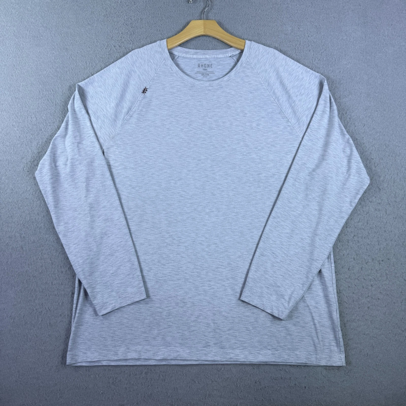Rhone Men's Reign Long Sleeve T-Shirt Trim Fit Gray Size 2XL Raglan Sleeve