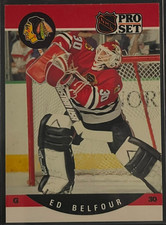 1990 PRO SET #598 ED BELFOUR ROOKIE CARD. rookie card picture