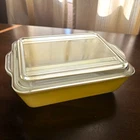 Vintage Pyrex 503-B Yellow Refrigerator Dish 1.5 Qt w/ 503-C Ribbed Lid