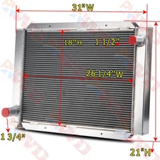 2 Rows High Performance Aluminum Radiator For Airboat 31" x 21" Upgrade
