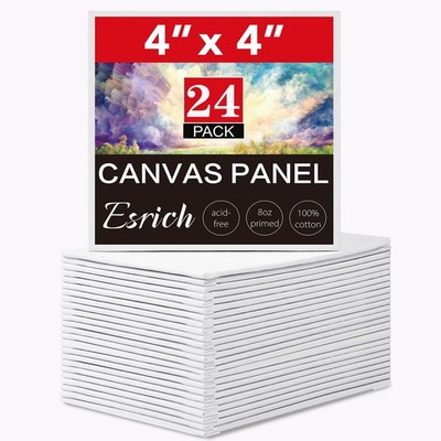 4x4IN Small Canvases for Painting, 24 Pack Mini Canvas Boards Cotton Painting...