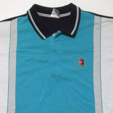 Vintage Nike Challenge Court Polo Shirt Tennis Blue White Black Striped Agassi L