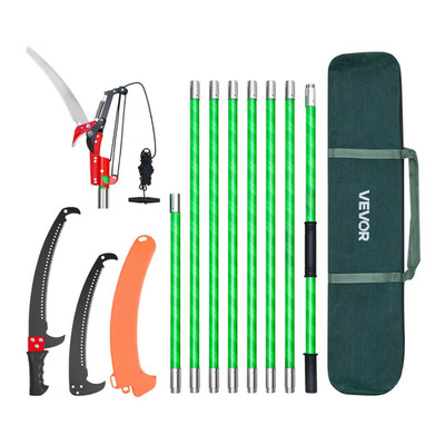 Manual Pole Saw 3.8-27FT Lightweight Extendable Tree Pruner 65Mn Steel Blade