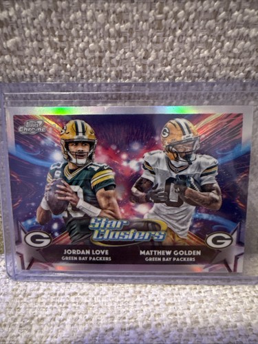 2025 Topps Chrome Cosmic Star Clusters Jordan Love Matthew Golden SC-10 Packers