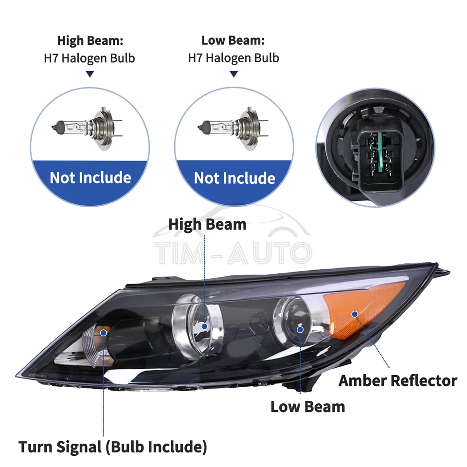 Headlight Assembly Halogen LH+RH For 2011 2012 Kia Sportage SX LX EX Foto 2 de 4