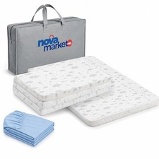 Tri-fold Pack and Play Mattress Pad for Travel 38"x26"x1.5, Exta Cotton Sheet...