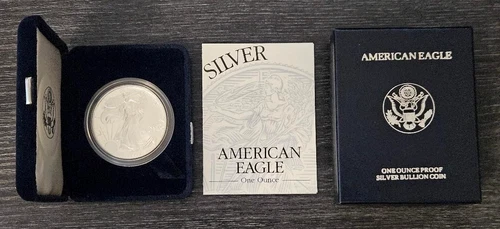 AMERICAN EAGLE ONE OUNCE PROOF SILVER BULLION COIN 1995-P BRAND NEW BOX CASE COA