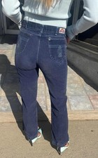 1970s Wrangler Blue Corduroy Pants   High Waisted Cropped Bootcut   27x29