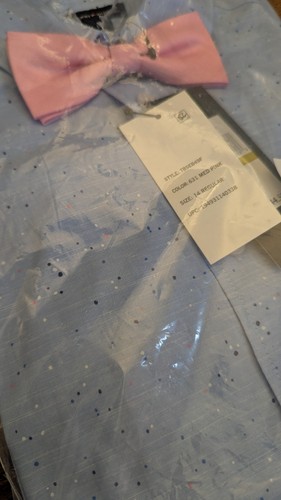 Tommy Hilfiger Boys Dress Shirt - Blue w/ Pink Bow - Size 14 Regular - NWT NEW - Picture 3 of 8