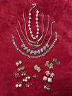 Lot Of Vintage Formal Costume Jewelry- Necklaces And Clip Earrings- 33 Pieces
