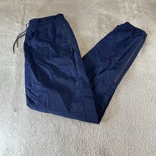 VTG 90s Nike Nylon Windbreaker Jogger Track Pants Ankle Zip Navy Baggy Size Med