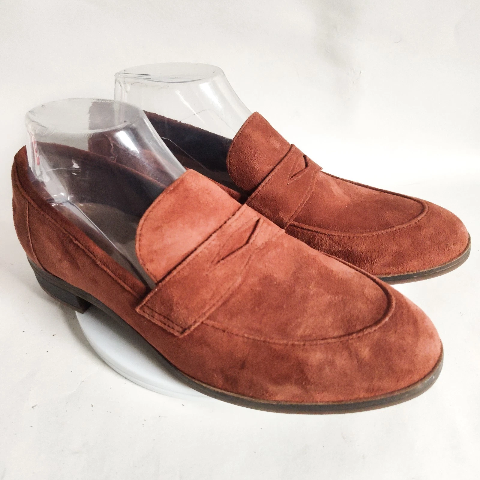 Mocassini Clarks Trish Rose slip on comodi ruggine cognac marrone penny scamosciati taglia 9