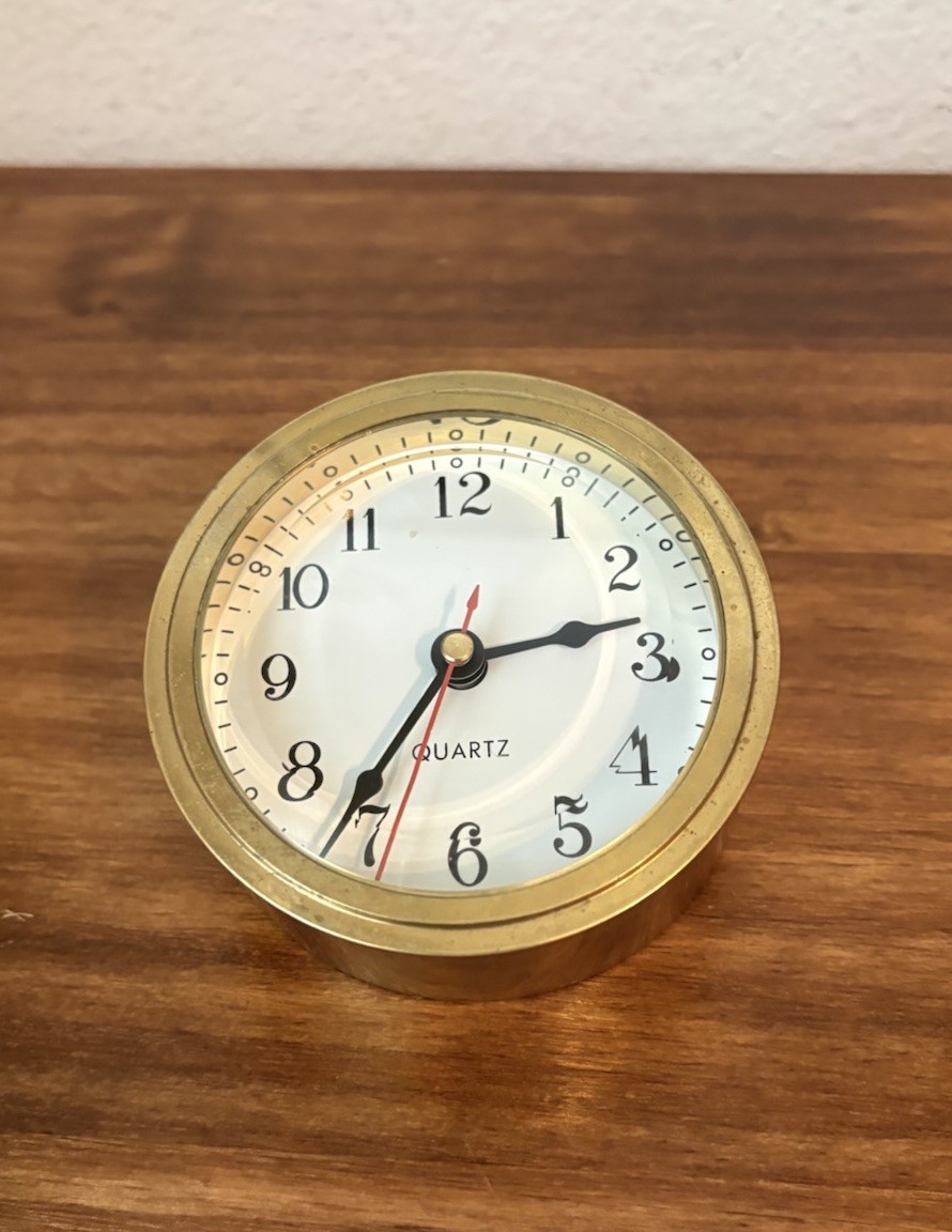 Vintage Brass Nautical Style Ships Quartz Clock Paperweight by Jeco