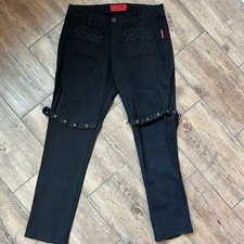 TRIPP NYC Daang Goodman Black Goth Pants with Zippers  Straps Women's Size 14