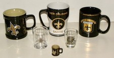 LOT ~ Souvenir Collectibles (NFL) Vintage NEW ORLEANS SAINTS Mugs & Shot Glasses