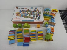Fat Brain Toys Zoo-Ominoes Wooden Domino Effect Block Set 112pcs Preschoolers 3+