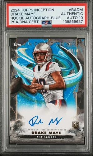 2024 Topps Inception💙Blue Rookie (On Card)Auto /10 Drake Maye, SSP PSA AA 10 💎