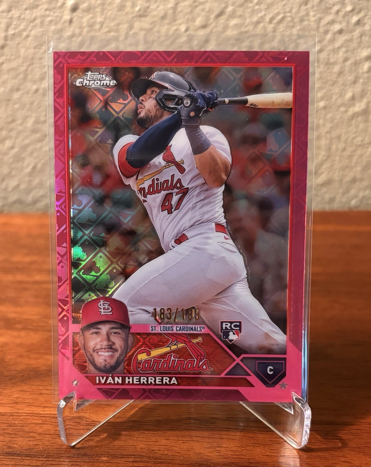 2023 Topps Chrome Logofractor Ivan Herrera RC Pink Refractor /199 - Cardinals